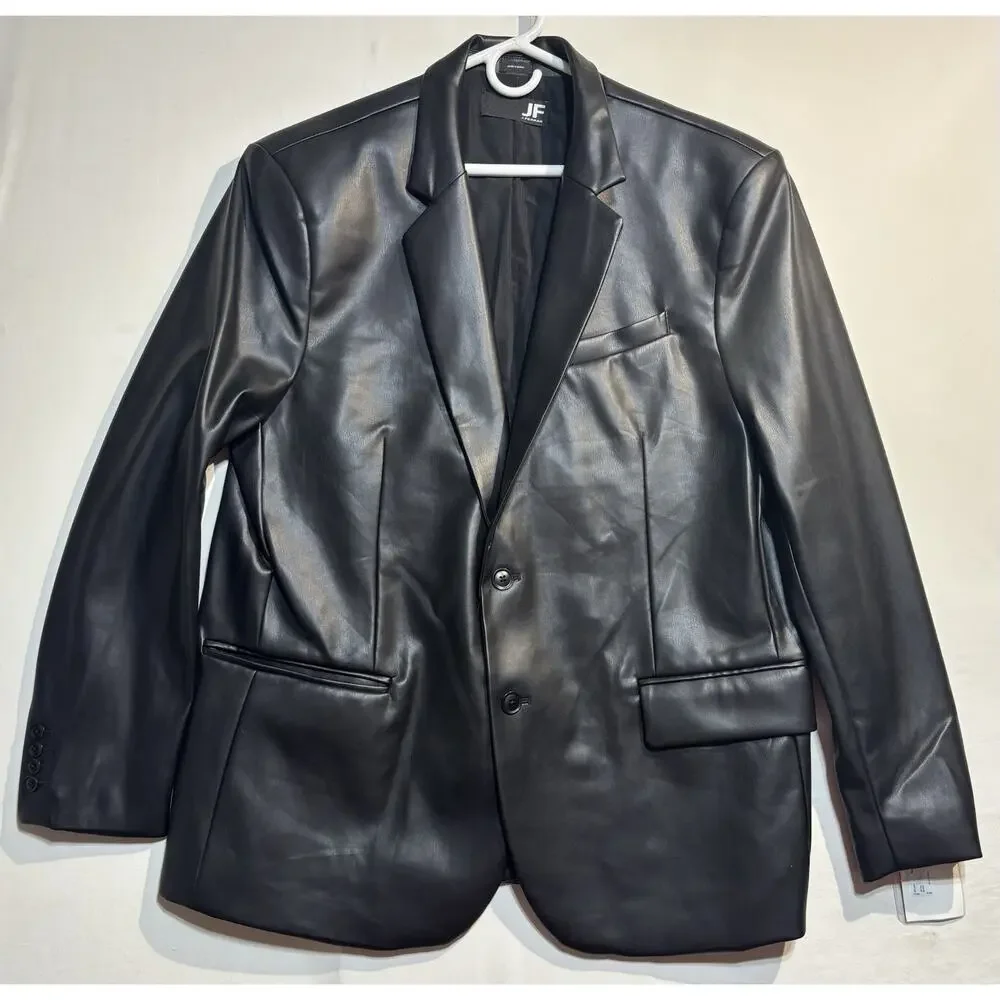🖤 NWT J. Ferrar Men’s XL Black Faux Leather Blazer Jacket MSRP $168